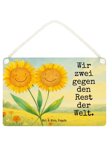 Mr. & Mrs. Panda Schild Blume Sonnenblume Design mit Spruch in Weiß