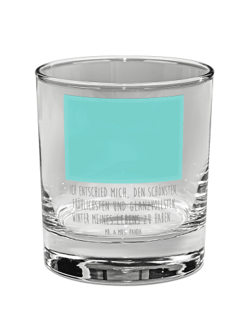 Mr. & Mrs. Panda Whiskey Glas Rotkehlchen Schlitten mit Spruch in Transparent