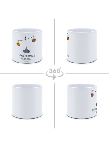 Mr. & Mrs. Panda Blumentopf Sternzeichen Waage mit Spruch in Weiß