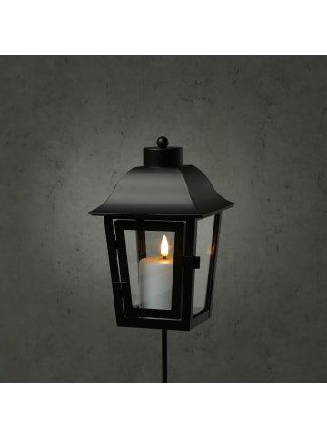 MARELIDA Laterne mit weißer Mini LED Kerze Grablaterne H: 51cm in schwarz