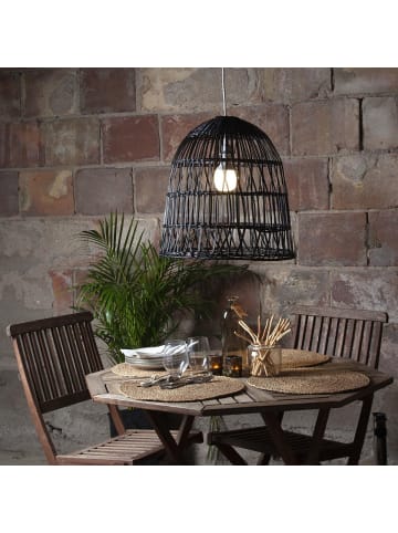 STAR Trading Geflochtener Lampenschirm ,Knute, aus Rattan, groß, schwarz, E27, outd