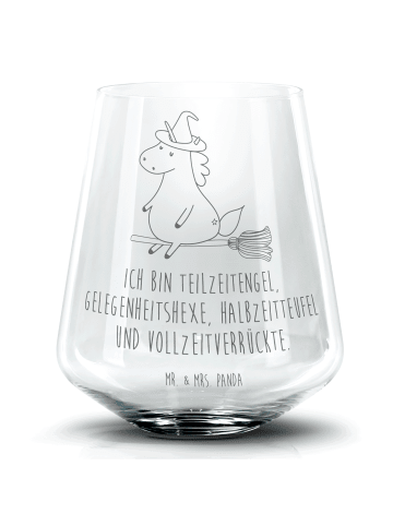 Mr. & Mrs. Panda Longdrinkglas Einhorn Hexe mit Spruch in Transparent