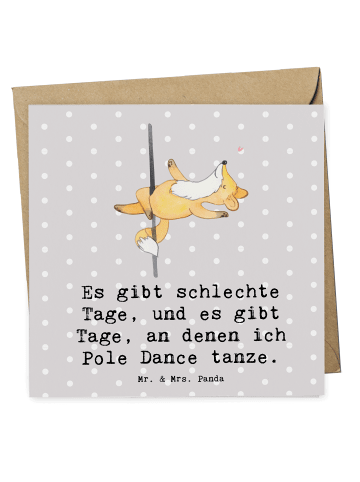 Mr. & Mrs. Panda faltkarte Fuchs PoledanZeichen mit Spruch in Grau Pastell
