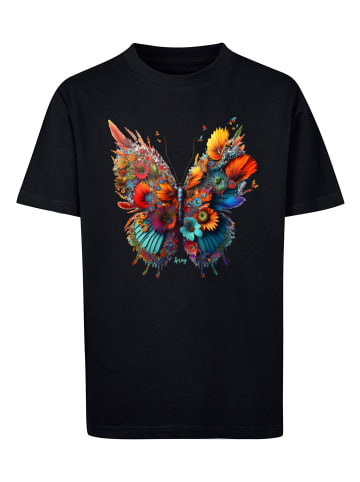 F4NT4STIC T-Shirt Schmetterling Blumen Tee Unisex in schwarz