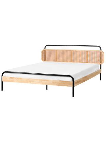 Beliani Doppelbett BOUSSICOURT in Braun/Schwarz - (W) 202 x (H) 101 x (L) 210 cm