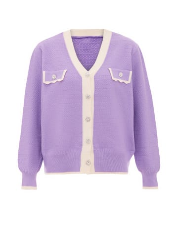 carato Strickjacke in Lavendel Wollweiss