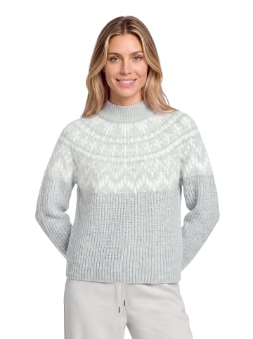 BETTY & CO Strickpullover mit Jacquard in Grau/Weiß