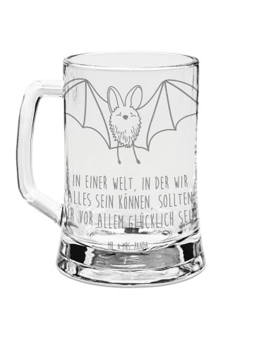 Mr. & Mrs. Panda Gravur Bierkrug Fledermaus Flügel mit Spruch in Transparent