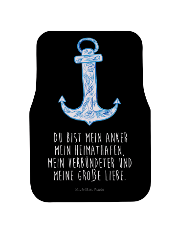 Mr. & Mrs. Panda Fahrer Autofußmatte Anker Blau mit Spruch in Schwarz