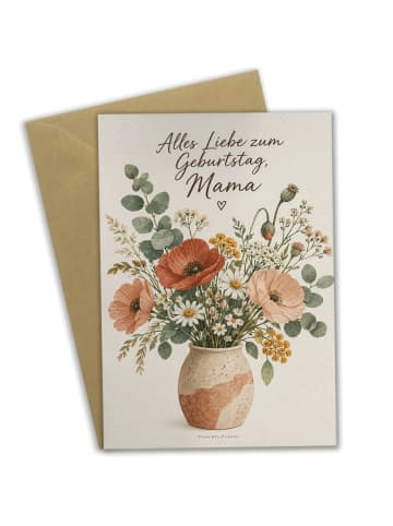 Geburtstagskarte Blumen elegant Design mit Spruch in Weiß