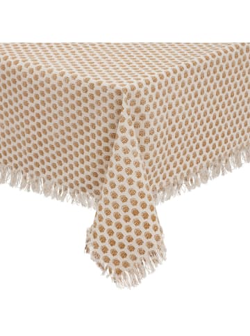 Atmosphera Créateur d'intérieur Baumwoll-Tischdecke INDIE mit Fransen in Beige, 150 x 250 cm