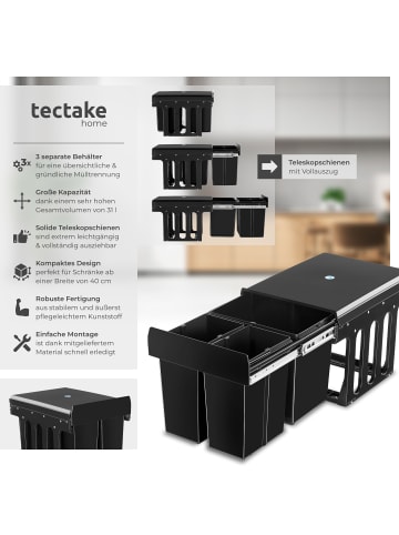 tectake Abfallsammler Ashlyn 35 x 48 x 35 cm, schwarz