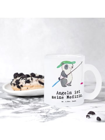 Mr. & Mrs. Panda Teetasse Panda Angeln mit Spruch in Transparent