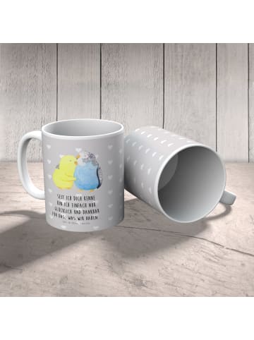 Mr. & Mrs. Panda Kaffeetasse Wellensittich Liebe mit Spruch in Grau Pastell