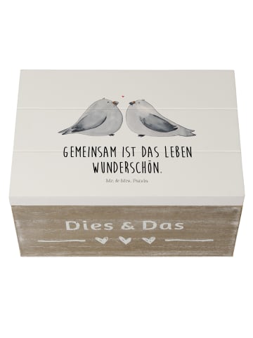 Mr. & Mrs. Panda Schatzkiste Tauben Liebe mit Spruch in Weiß