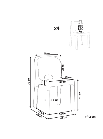 Beliani 4er-Set Esszimmerstuhl BETIM in Grün