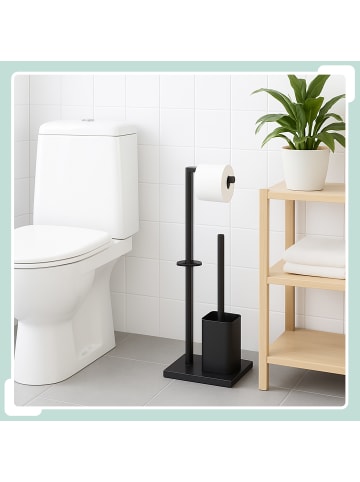 relaxdays WC Garnitur in Silber - (B)20 x (H)67,5 x (T)15,5 cm