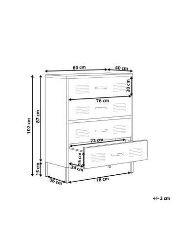 Beliani Büroschrank ENAGO in Schwarz - (W) 80 x (H) 102 x (L) 40 cm