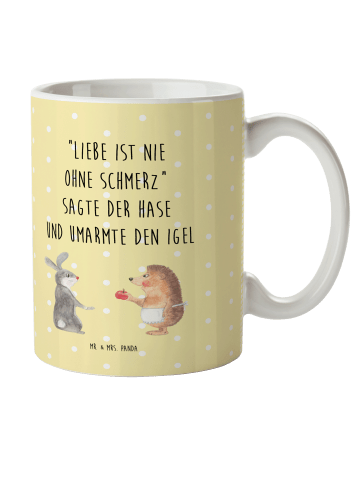 Mr. & Mrs. Panda Kaffeetasse Hase Igel mit Spruch in Gelb Pastell