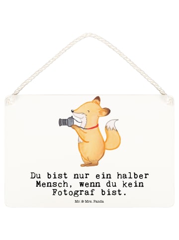 Mr. & Mrs. Panda Schild Fotograf Herz mit Spruch in Weiß