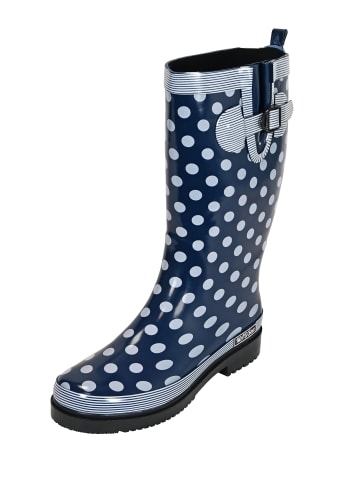 MADSea Gummistiefel Ocean High Langschaft in Dunkelblau mit weißen Punkten