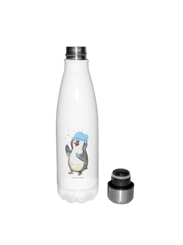 Mr. & Mrs. Panda Thermos Pinguin Duschen ohne Spruch in Weiß