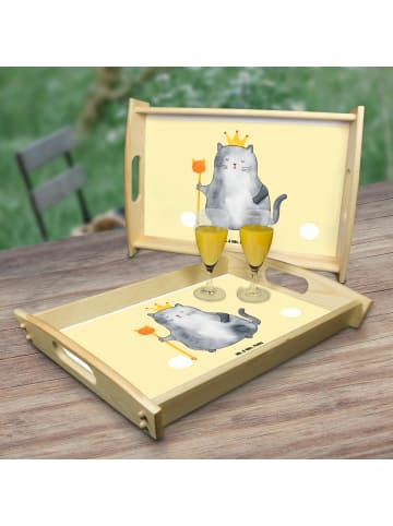 Mr. & Mrs. Panda Servier Tablett Katze König ohne Spruch in Gelb Pastell