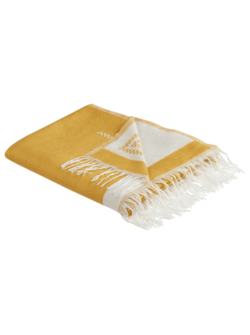 Beliani Kuscheldecke JALKINI in Gelb/Weiß - (W) 130 x (H) 0.3 x (L) 170 cm