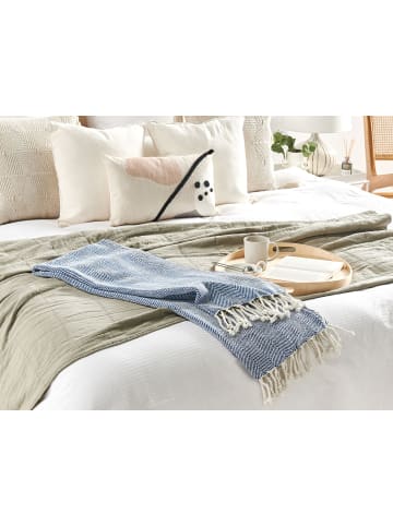 Beliani Kuscheldecke TILMI in Blau/Weiß - (W) 130 x (H) 1 x (L) 160 cm