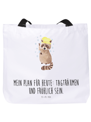 Mr. & Mrs. Panda Tote Bag Waschbär mit Spruch in Weiß