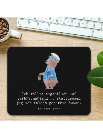 Mr. & Mrs. Panda Mouse Pad Polizist im Alltag mit Spruch in Schwarz