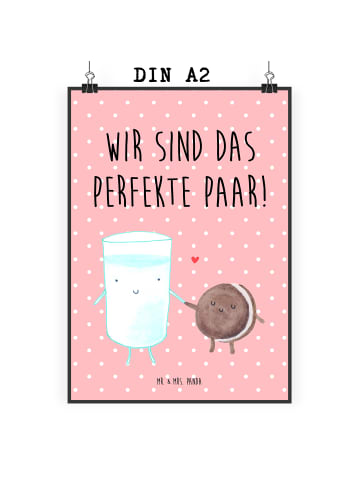 Mr. & Mrs. Panda Bild Milch Keks mit Spruch in Rot Pastell