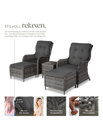 tectake Aluminium Rattan Gartenlounge für 2 bis 4 Personen, kein Aufbau