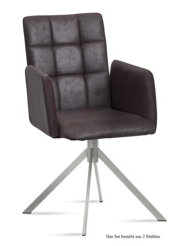 58 aufm Kessel ARMLEHNSTUHL (2er-Set) Dorita 52x91x60 Edelstahl/Espresso