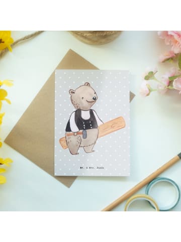 Mr. & Mrs. Panda Grußkarte Zimmermann Herz ohne Spruch in Grau Pastell