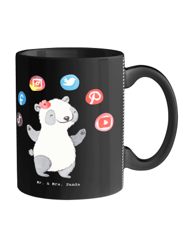 Mr. & Mrs. Panda Kaffeetasse Social Media Managerin Herz ohne Sp... in Schwarz