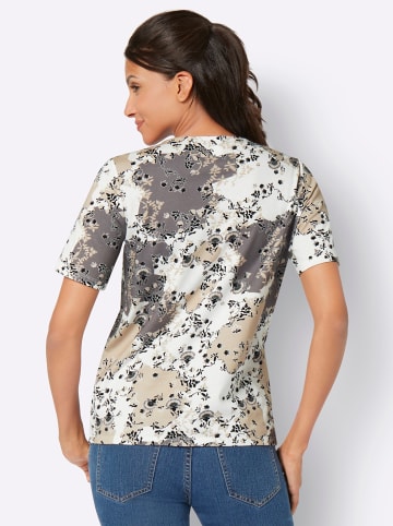 Sieh an! Kurzarm-Shirt in ecru-grau-bedruckt