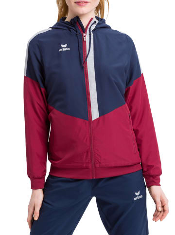 erima Squad Tracktop Jacke mit Kapuze in new navy/bordeaux/silver grey