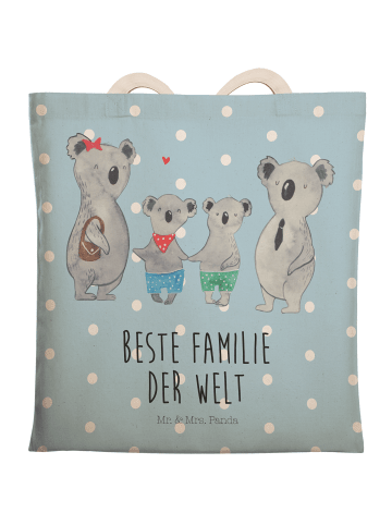 Mr. & Mrs. Panda Stoffbeutel Koala Familie zwei mit Spruch in Blau Pastell