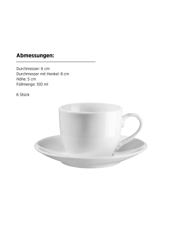 Mäser Espressotassen-Set, Porzellan Barca in Weiß