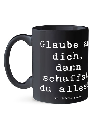 Mr. & Mrs. Panda Tasse Angst überwinden mit Spruch in Schwarz