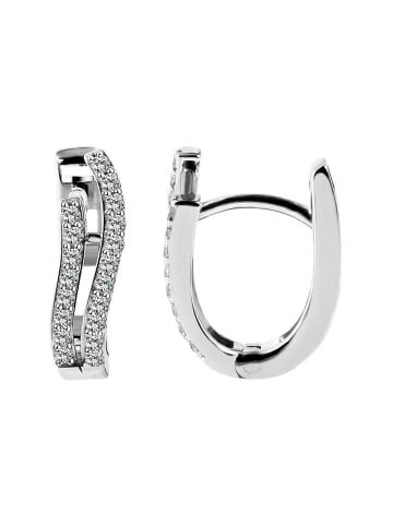 Adeliás Damen Ohrringe – Klappcreole aus 333 Gold mit Zirkonia in silber