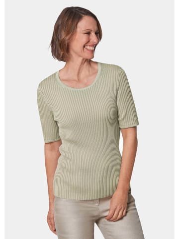 GOLDNER Kurzgröße: Pflegeleichter Pullover in hochwertiger Rippenstruktur in salbei