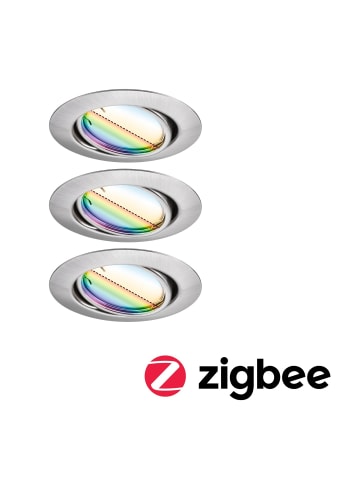 paulmann EBL Set Base Zigbee Coin RGBW schwenkbar 3x420lm Eisen gebürstet