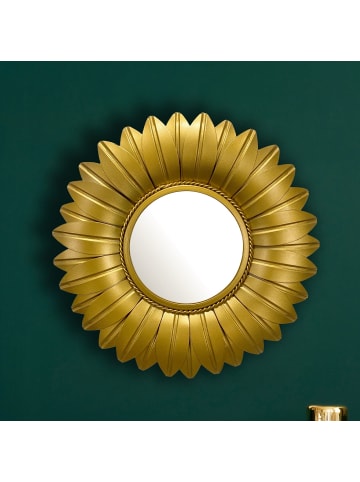 KADIMA DESIGN Wandspiegel Sonnenblume 60 cm Metall Design Hängespiegel , Eisen