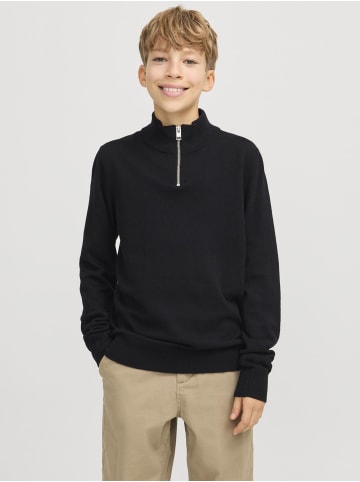 JACK & JONES Junior Strickjacke mit Viertelreißverschluss in Black