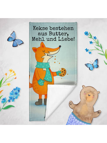 Mr. & Mrs. Panda Saunahandtuch Fuchs Keks Design mit Spruch in Weiß