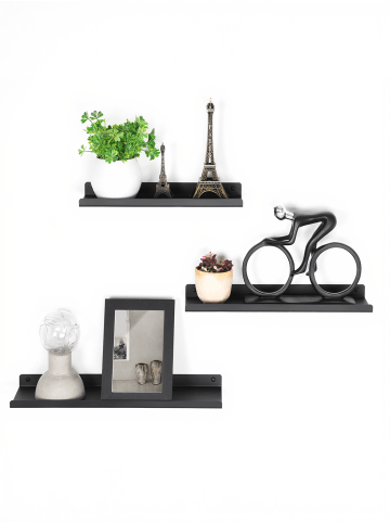 SONGMICS 3er-Set: Wandregale Custos in Schwarz - (B)9.5 x (H)2.5 x (T)40 cm