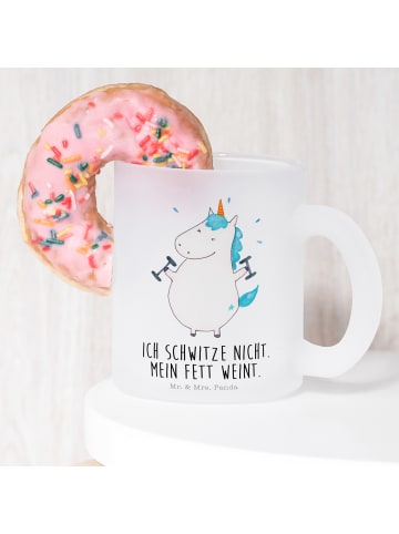 Mr. & Mrs. Panda Teetasse Einhorn Fitness mit Spruch in Transparent