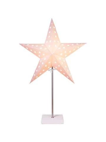 STAR Trading Stern-Tischleuchte Leo, Holzfuß, weiß, 65cm in Silber